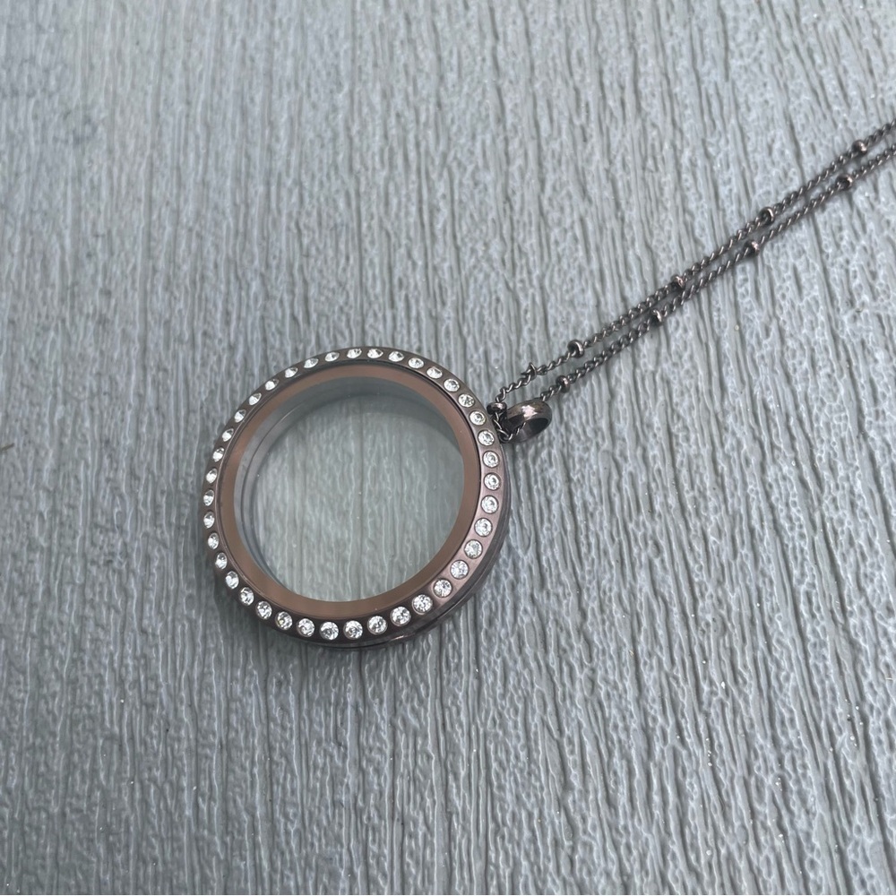Origami Owl Large Chocolate Locket with chain Autumn Fall